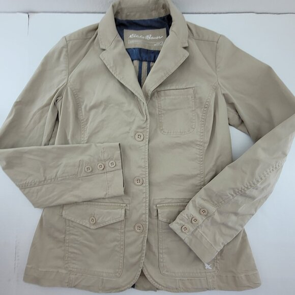 Eddie Bauer Jackets & Blazers - Eddie Bauer Jacket Womens 4 Khaki Legend Wash Blazer Twill Denim Utility Chore